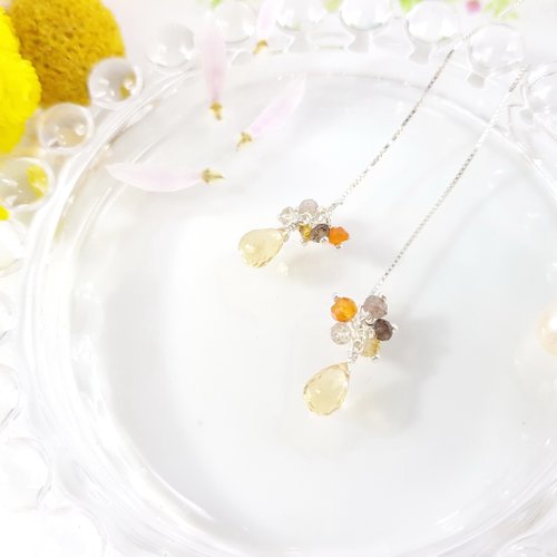 ColorDay天然石輕珠寶 優雅小妞陽光黃水晶純銀耳鍊 / Citrine / 11月誕生石