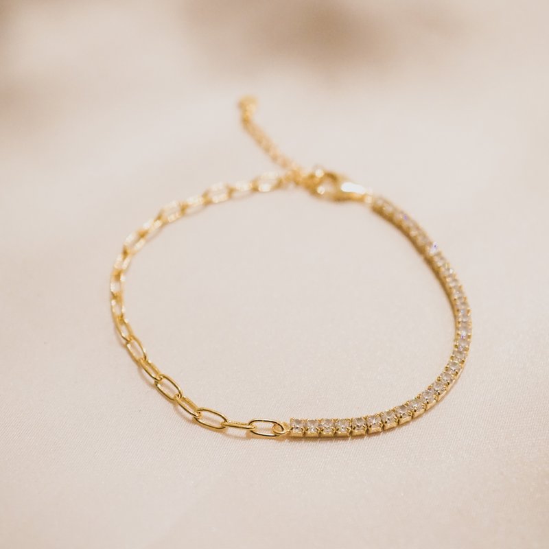 Half and Half Paper Clip Tennis Bracelet - สร้อยข้อมือ - โลหะ 