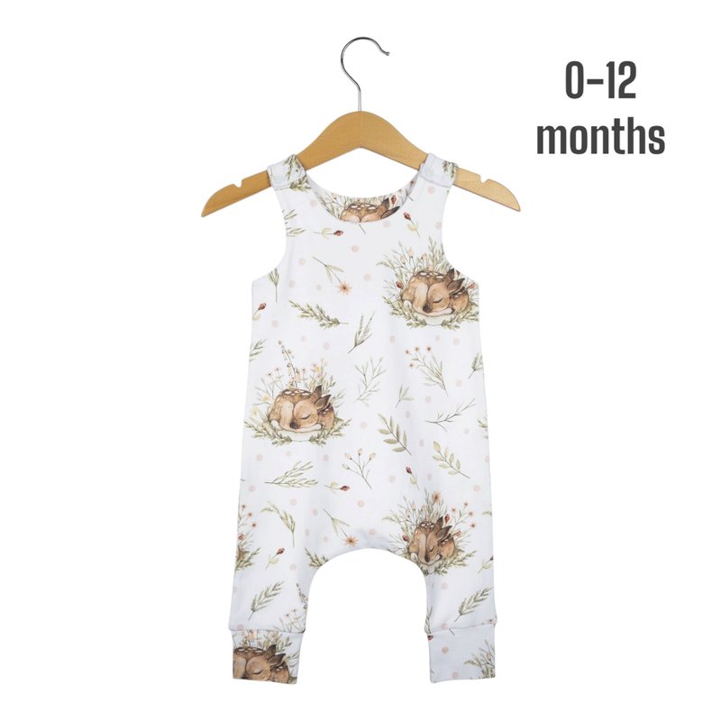 Deer baby romper, baby boy romper, baby girl romper, baby overalls, kids romper - ชุดทั้งตัว - ผ้าฝ้าย/ผ้าลินิน หลากหลายสี