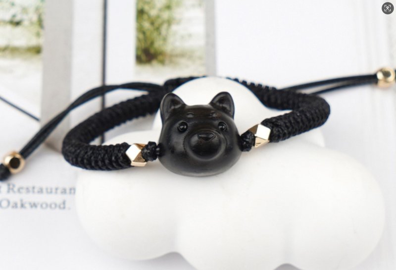 簡約手作 檀木生肖動物柴犬狗狗手鏈手繩 - 手鍊/手環 - 木頭 