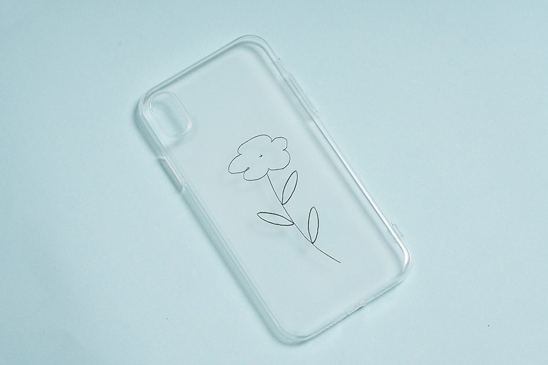 Hand-painted small flower transparent mobile phone soft case available in multiple models - เคส/ซองมือถือ - วัสดุอื่นๆ หลากหลายสี
