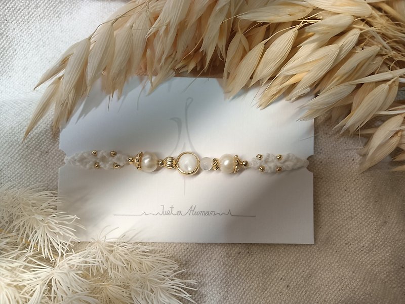 Jn. Destiny | Oracle Series White Beads Adjustable Wax Thread Braid - Bracelets - Shell Gold