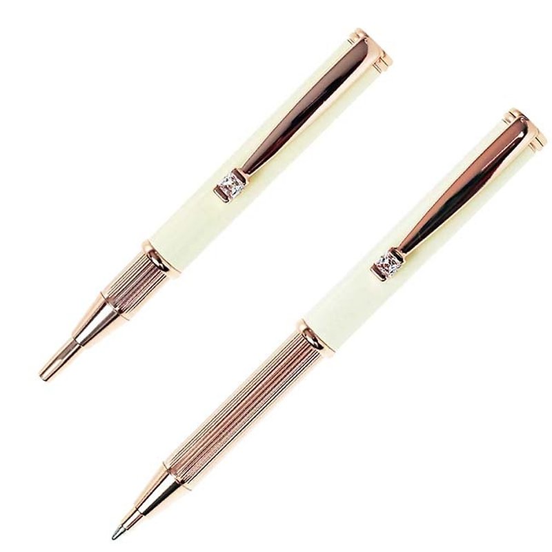 ARTEX Elegant Stretch Pens Rose Gold/White Tube - ปากกา - คริสตัล ขาว