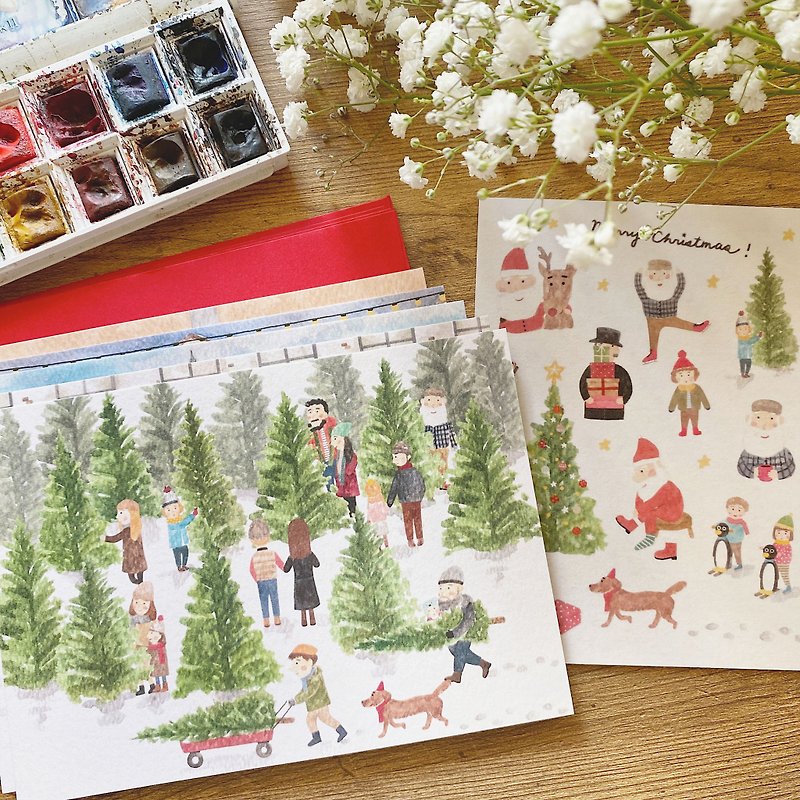 Santa Christmas Postcard Set (with Stickers & Free Envelopes) - การ์ด/โปสการ์ด - กระดาษ 