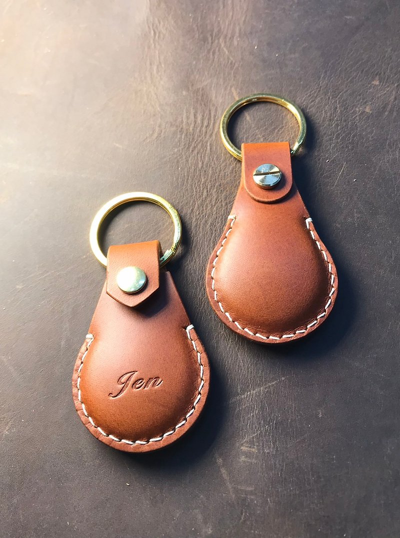 Magnetic buckle chip leather case key ring (can be purchased with printing) - Keychains - Genuine Leather 