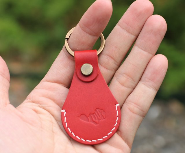 Magnetic buckle chip leather case key ring (can be purchased with printing)  - Shop kulukustudio Keychains - Pinkoi