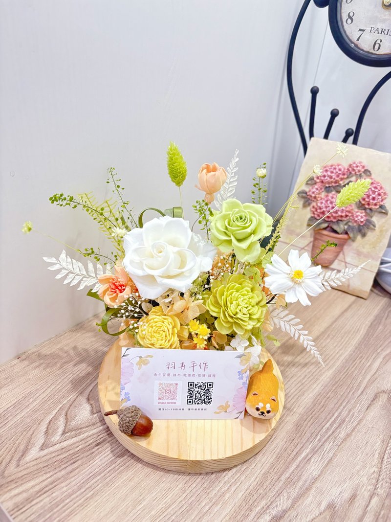 柴犬永生花名片架/永生花/狗狗/柴犬/客製化/升遷/賀禮/開店/生日 - 名片架/名片座 - 植物．花 綠色