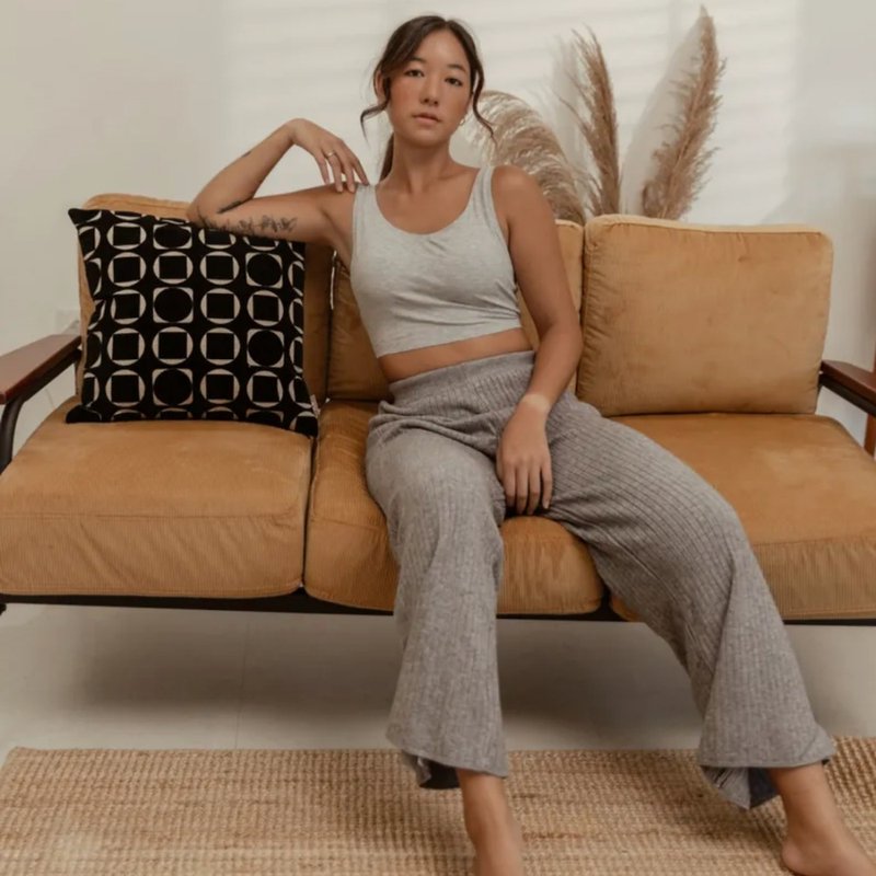 カシミヤタッチニットパンツ - スモークグレー - パンツ レディース - その他の素材 グレー