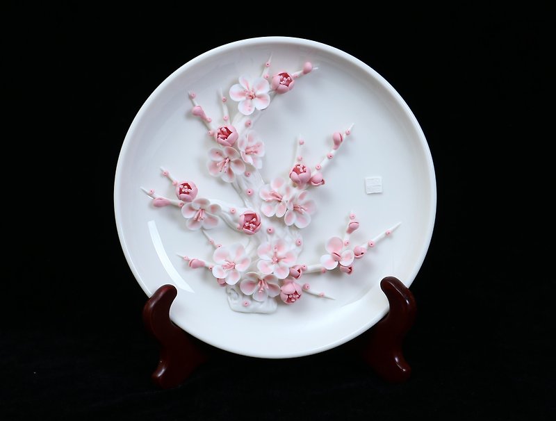 Xirui Porcelain  - プラムブロッサムプレート - その他 - 磁器 ピンク
