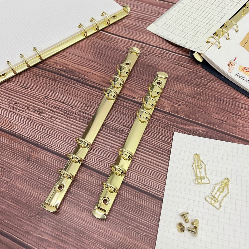 A5/A6金屬活頁環_6孔金色 活頁筆記配件可拆 附螺絲+筆尖鎖迴紋針 - 其他 - 其他金屬 