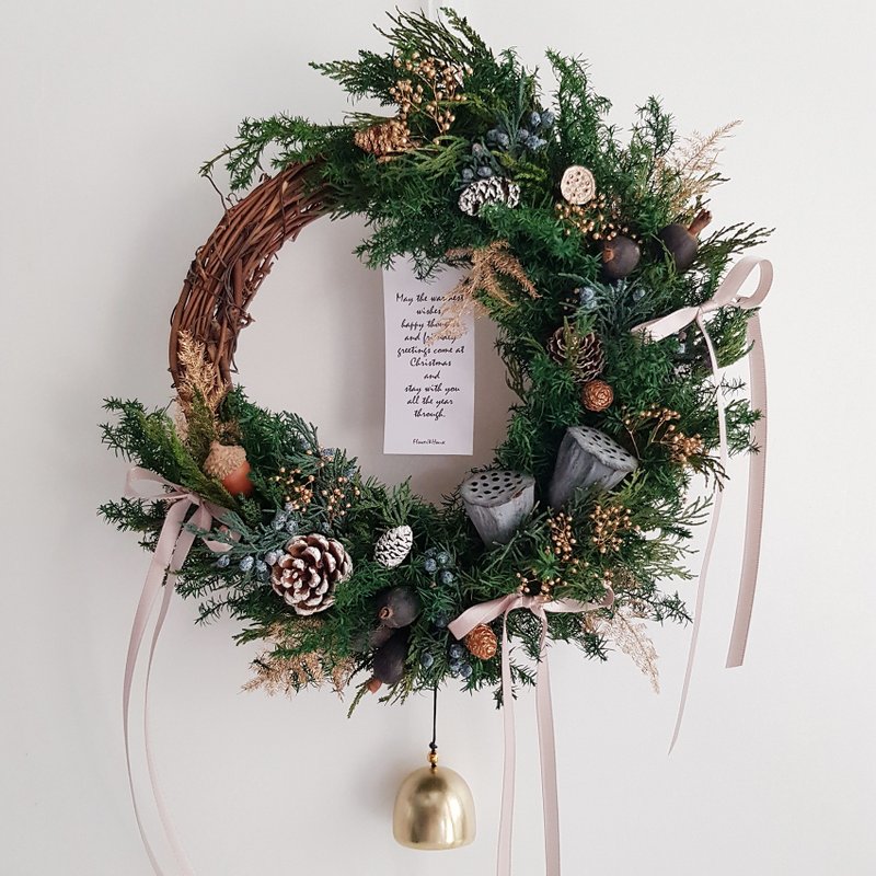 Xmas|Eternal Cedar|M Jingle Bells Christmas Wreath Exchange Gift Home Decoration - Dried Flowers & Bouquets - Plants & Flowers Green