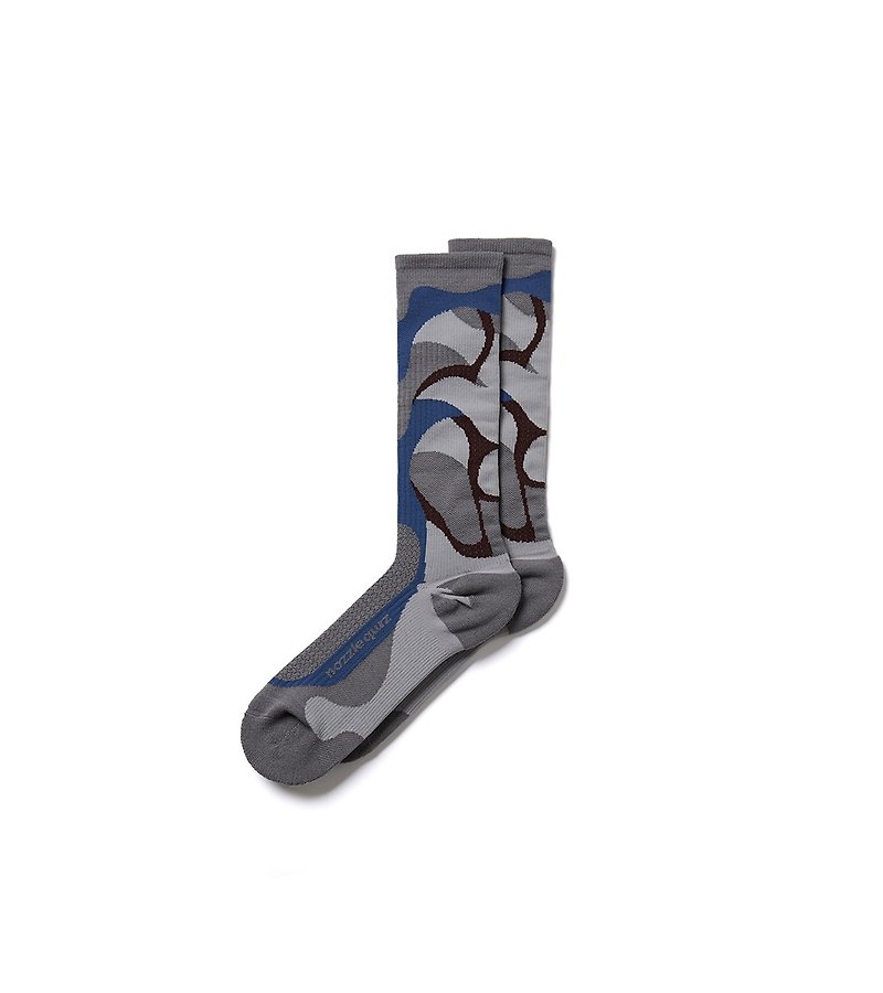 Wild Gray - Cage overcalf socks - ถุงเท้า - ผ้าฝ้าย/ผ้าลินิน สีเทา