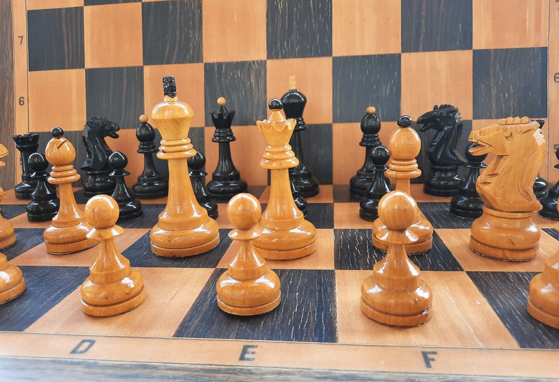 Grandmaster chess set 1950s USSR – old Soviet weighted tournament chess set - 桌遊/牌卡 - 木頭 