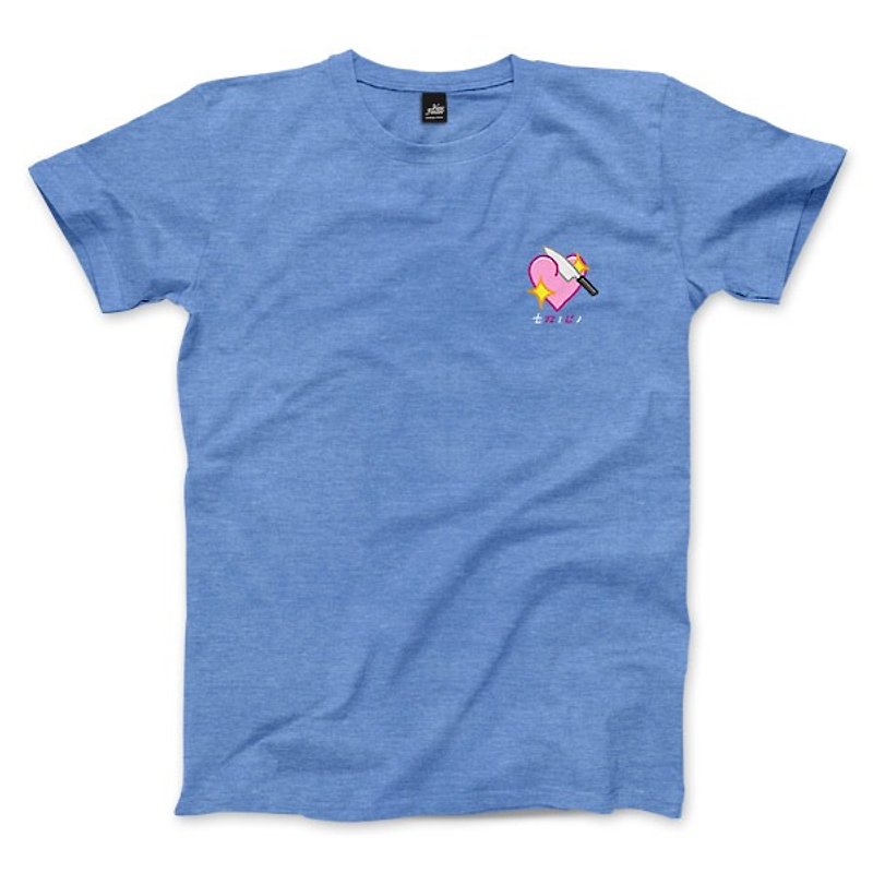 切心娘砲版 - 石楠藍 - 中性版T恤 - 男 T 恤 - 棉．麻 