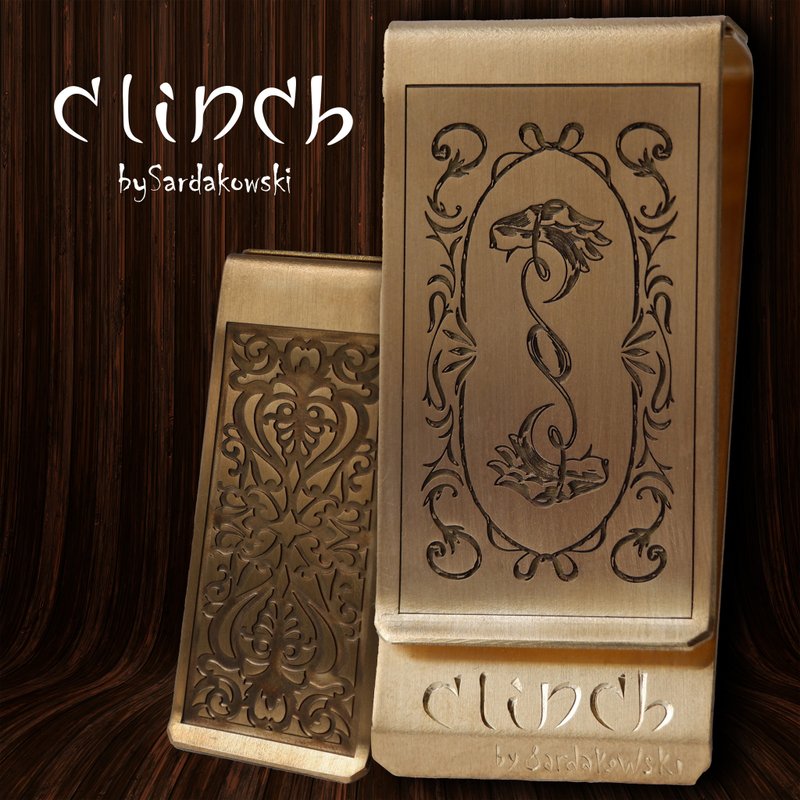 Money Clip Clinch bySardakowski Men Engraving Gift Brass Unique Design - 皮夾/長短夾/錢包 - 其他金屬 黃色