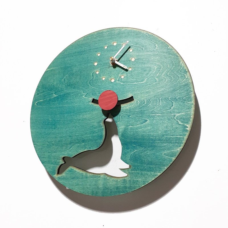 Handmade wooden creative clock I rock the most - Seal - นาฬิกา - ไม้ สีน้ำเงิน