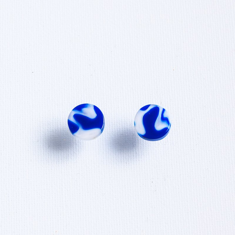 Great Artist- Acrylic Round Earrings (Flowing Water) - Earrings & Clip-ons - Stainless Steel Blue