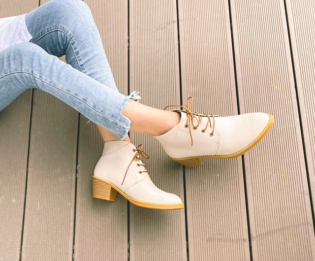 beige short boots