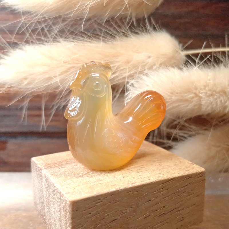 小雕件 小品生肖-公雞 紅玉髓 - 擺飾/家飾品 - 玉石 橘色