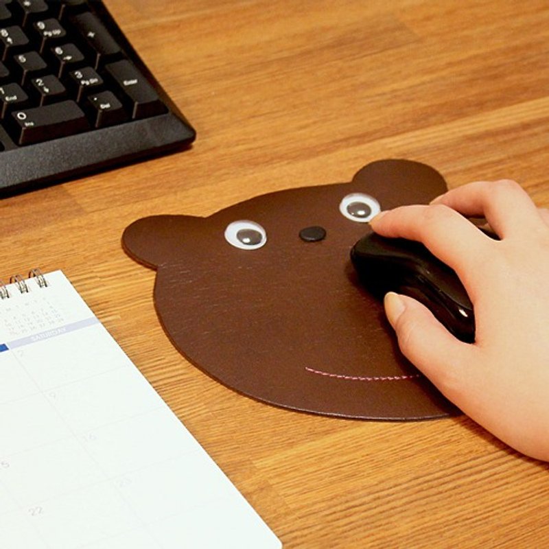 クマさん マウスパッド 熊 ベア アニマル 日本製 MSPAD【納期10-28日】 - 滑鼠墊 - 人造皮革 咖啡色