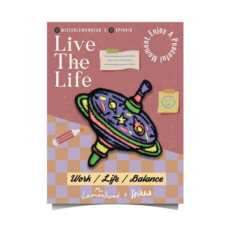 ตัวรีด Live the life - Work life balance / iron on patch - เข็มกลัด/พิน - งานปัก สีแดง