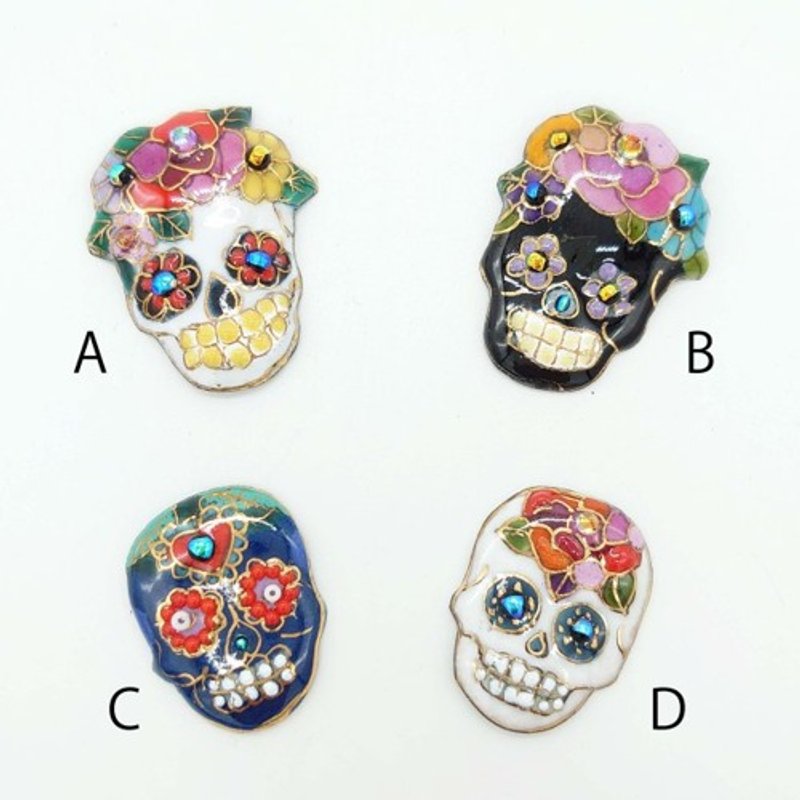 Skull cloisonné pin brooch - เข็มกลัด/พิน - โลหะ ขาว