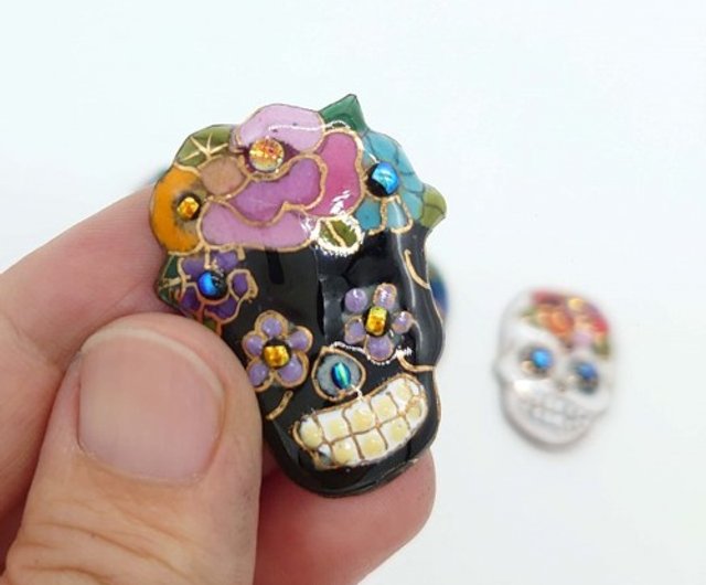 スカル(髑髏)の七宝焼ピンブローチ - ショップ 七宝焼の工房Uncle Z