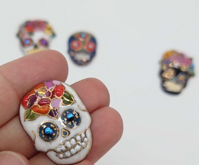 スカル(髑髏)の七宝焼ピンブローチ - ショップ 七宝焼の工房Uncle Z