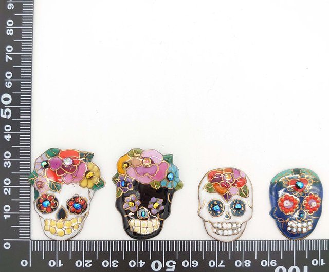 スカル(髑髏)の七宝焼ピンブローチ - ショップ 七宝焼の工房Uncle Z
