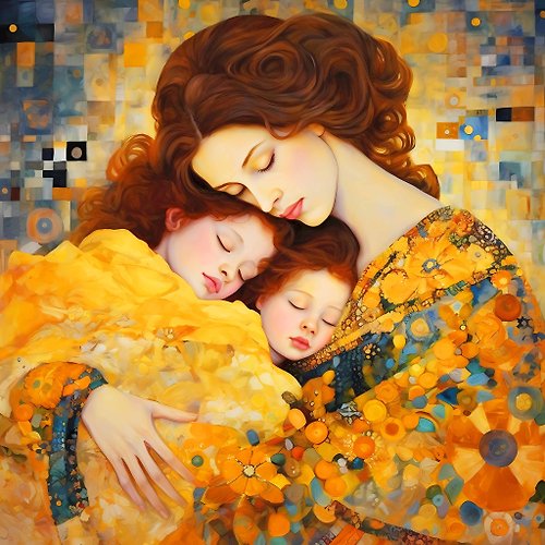 HOUSE-of-the-SUN-Art MOTHER and DAUGHTERS / MOM and KIDS ORIGINAL PAINTING