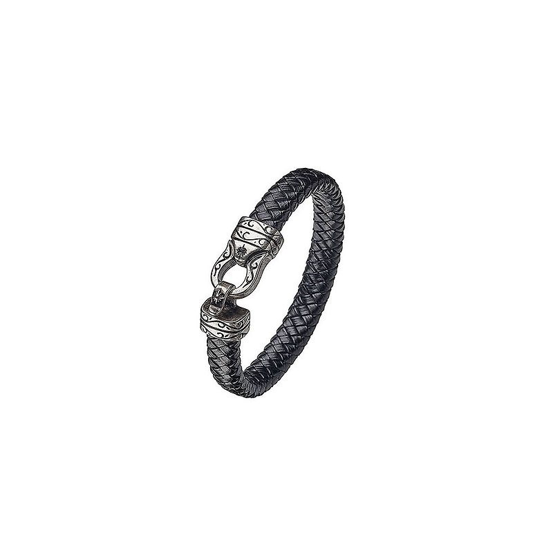 Engraved Hook Braided Bracelet - สร้อยข้อมือ - โลหะ สีดำ