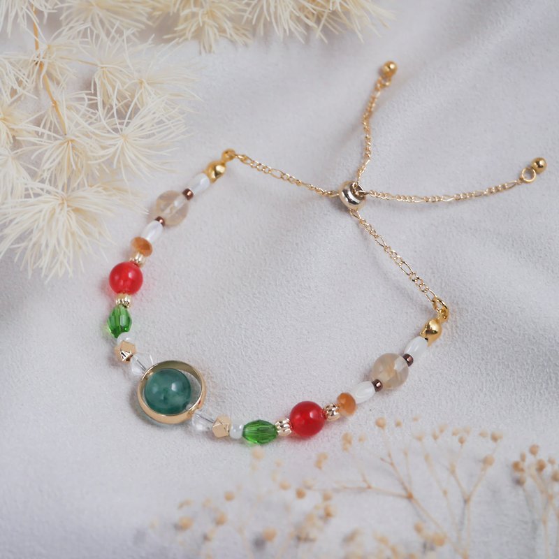 Flowery Celebration-Natural Stone Bracelet - Bracelets - Semi-Precious Stones Green