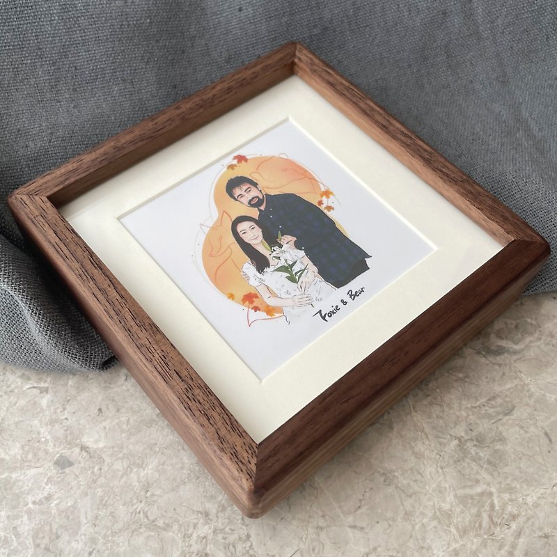 Additional purchases. Small wooden frame painting | Customized portrait couple pet family wedding friend gift - ภาพวาดพอร์ทเทรต/ภาพวาด/ภาพประกอบดิจิทัล - กระดาษ 