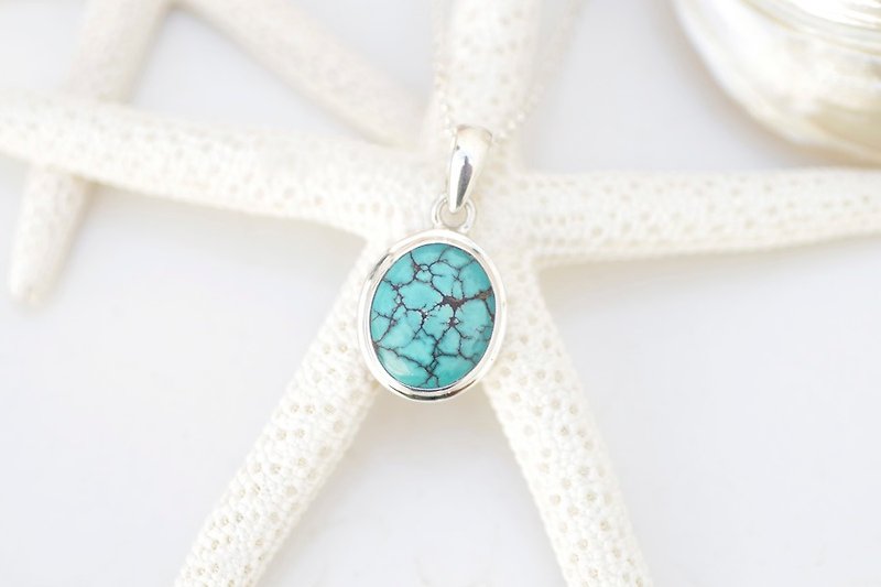 Turquoise Silver Necklace - Necklaces - Stone Green