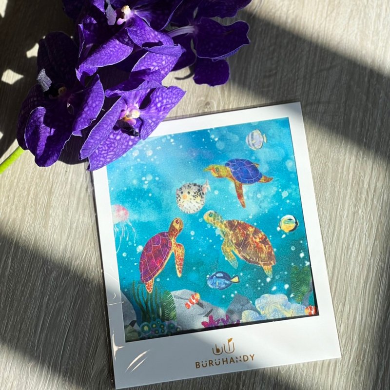 擦拭布/拭鏡布/眼鏡布/超細纖維/插畫/海洋系列/海龜 - 眼鏡盒/眼鏡布 - 聚酯纖維 