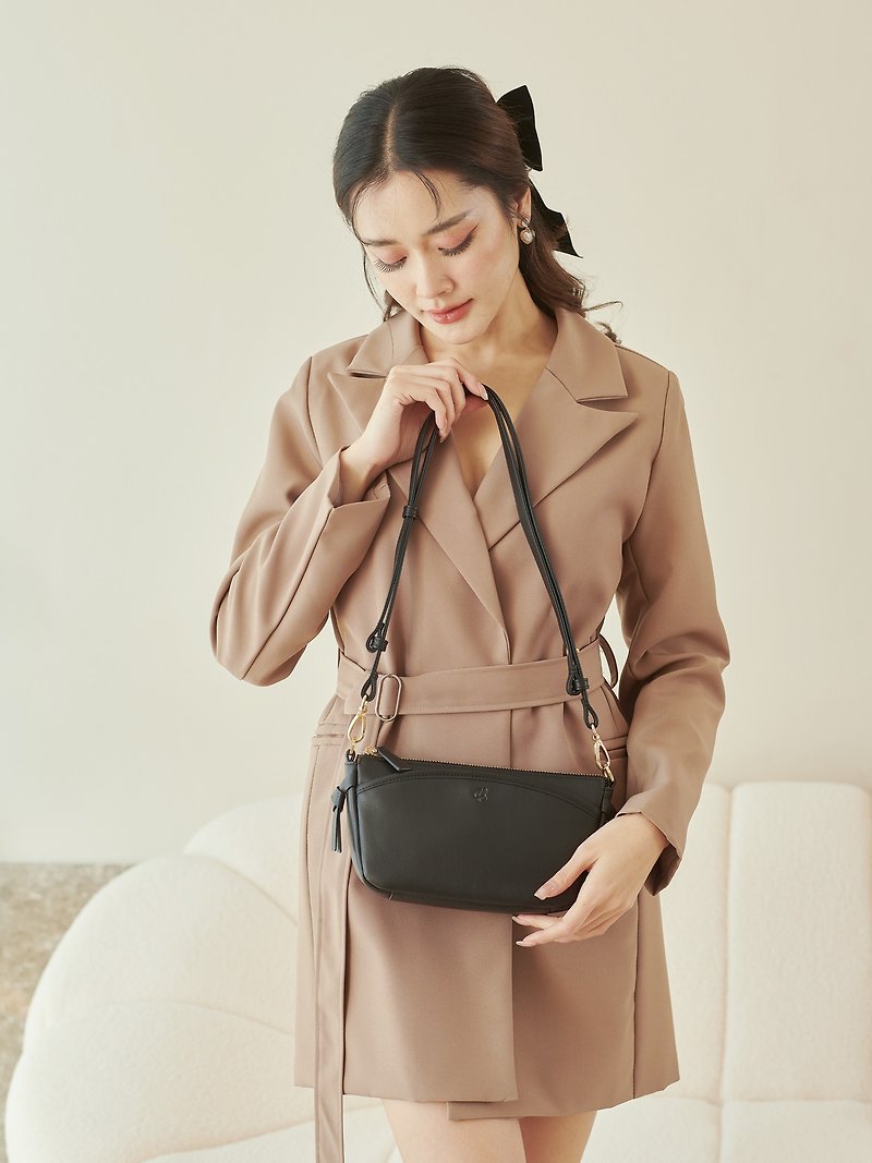 JOY (Black) : Crossbody bag, Soft Cow Leather ,Lightweight bag, Shoulder bag - Handbags & Totes - Genuine Leather Black