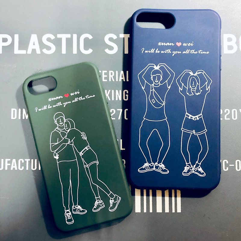 Hand-painted carrier line mobile phone case customized couple iPhone 15 14 13 Samsung OPPO, etc. - Phone Cases - Other Materials Multicolor
