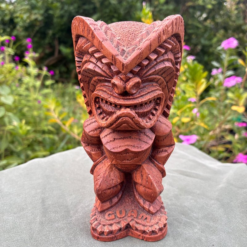 Vintage God of Money Tiki Hapa Wood Brown Good Fortune Made in Hawaii - 擺飾/家飾品 - 樹脂 咖啡色