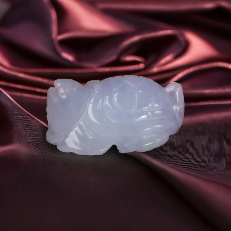 【Good Luck‧Longevity】Ice Jade Turtle Ornament | Natural Burmese Jade A-Grade | Gift - อื่นๆ - หยก ขาว