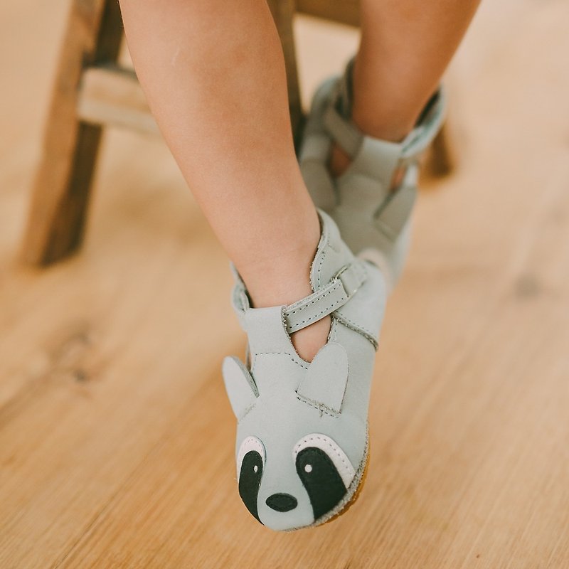 Donsje Animal Sandals (SS18) Raccoon 0629-ST009-NL129 - รองเท้าเด็ก - หนังแท้ สีเทา