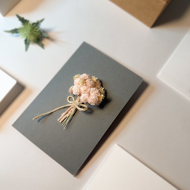 24 hours fast shipping light pink Wax dried flower card/handmade card/birthday/mother’s day/valentine - Cards & Postcards - Paper Pink