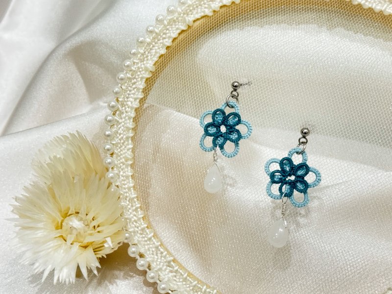 Lace braided earrings-Drip Flower (316L medical steel) - ต่างหู - สแตนเลส 