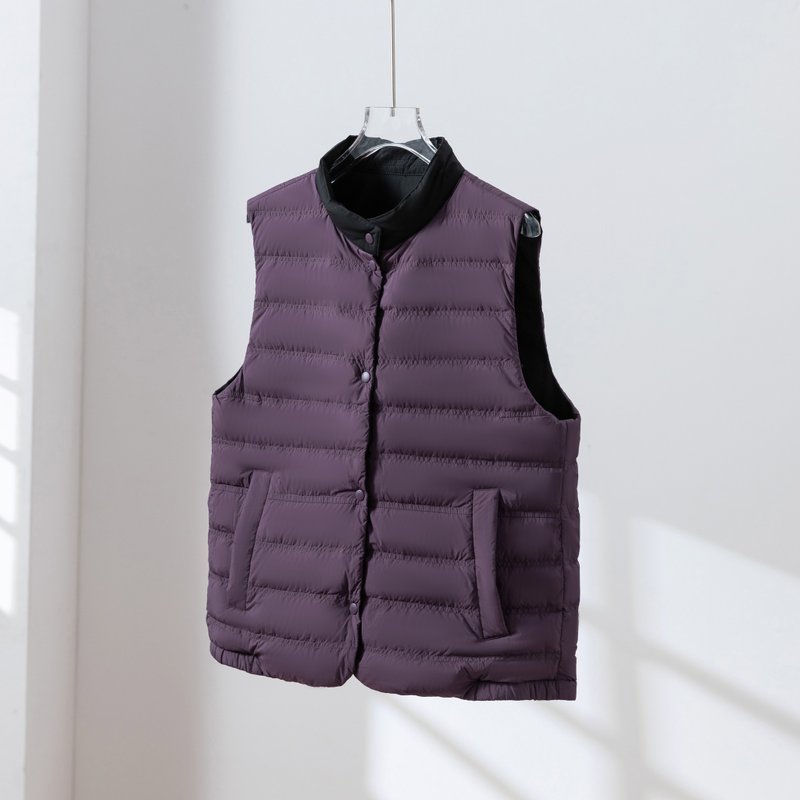 【両面着用できるダウンベスト】寒い季節の必須アイテム   秋冬ダウンベスト　ブラック+パーブル　251109-2 - 女大衣/外套 - 其他材質 黑色