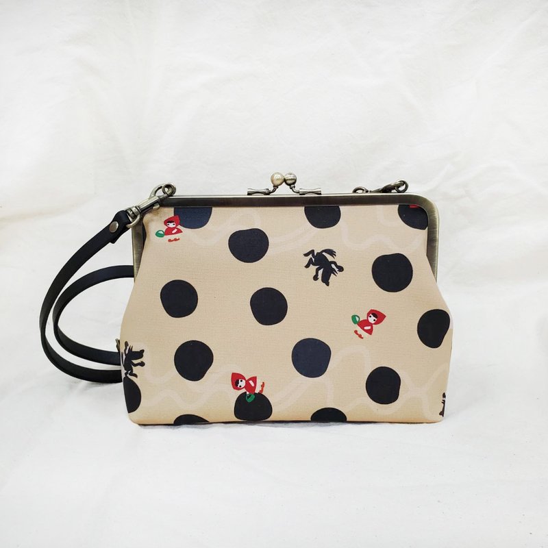 薄キズ 甘口 ゴールドバッグ お嬢様バッグ/小四角袋・パールミルクティー タピオカミ レッドライディング ビッグワイルドウルフ - ショルダーバッグ - コットン・麻 カーキ