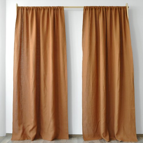 True Things Cinnamon regular and blackout linen curtains / Custom curtains / 2 panels
