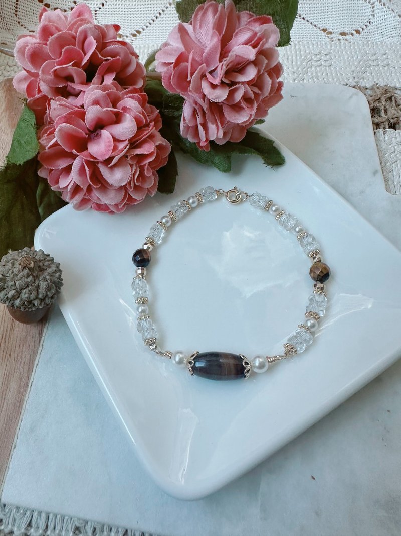 Autumn Woods Collection | Agate, Tiger's Eye, Clear Quartz Bracelet - Bracelets - Crystal Brown