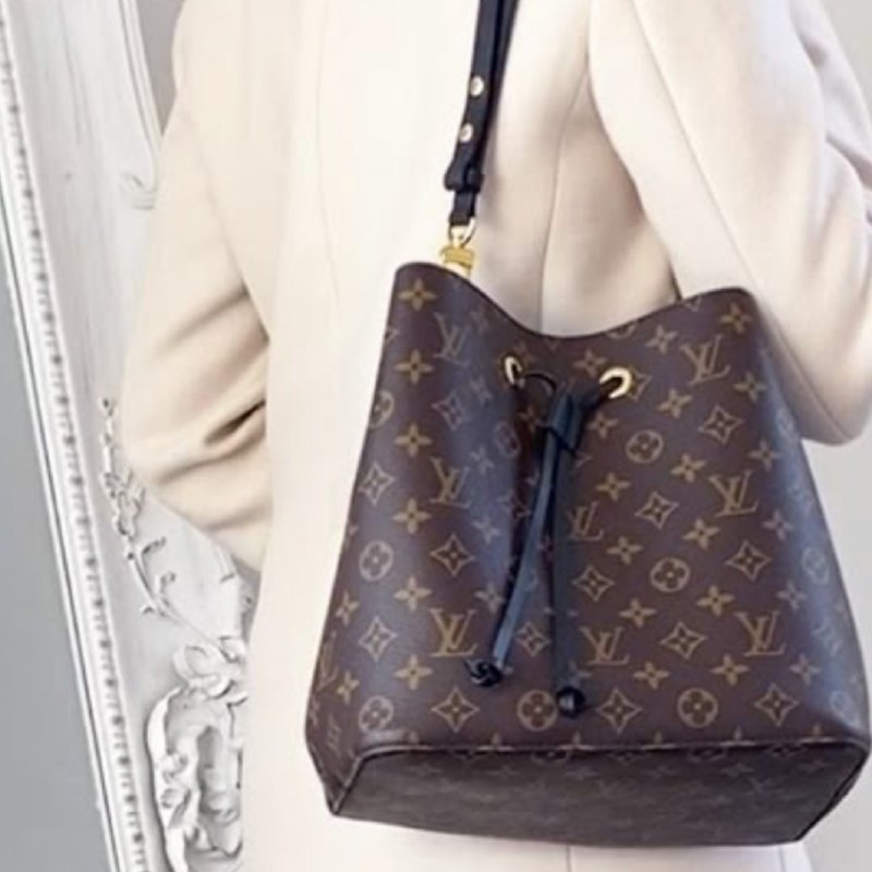 Louis Vuitton Néonoé Monogram 水桶包黑色飾邊款 幾乎全新 - 側背包/斜背包 - 真皮 咖啡色