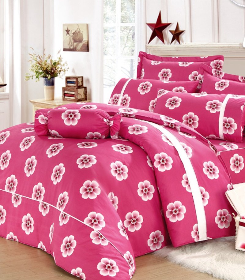 【R803】100% Cotton Combed 40s, Fitted Sheet and Sham Sets - เครื่องนอน - ผ้าฝ้าย/ผ้าลินิน สึชมพู