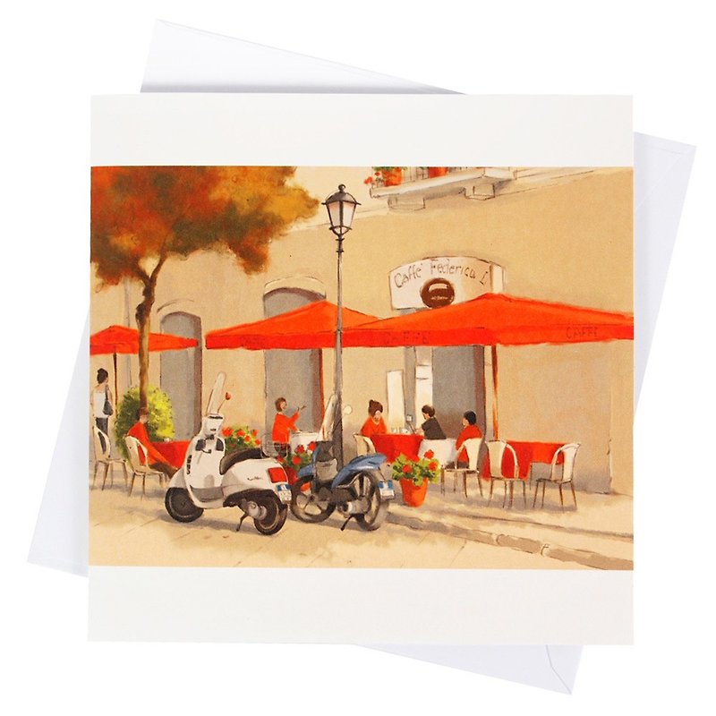 Art Gallery-Street Light Cafe【Hallmark-Card Multi-purpose】 - การ์ด/โปสการ์ด - กระดาษ สีส้ม