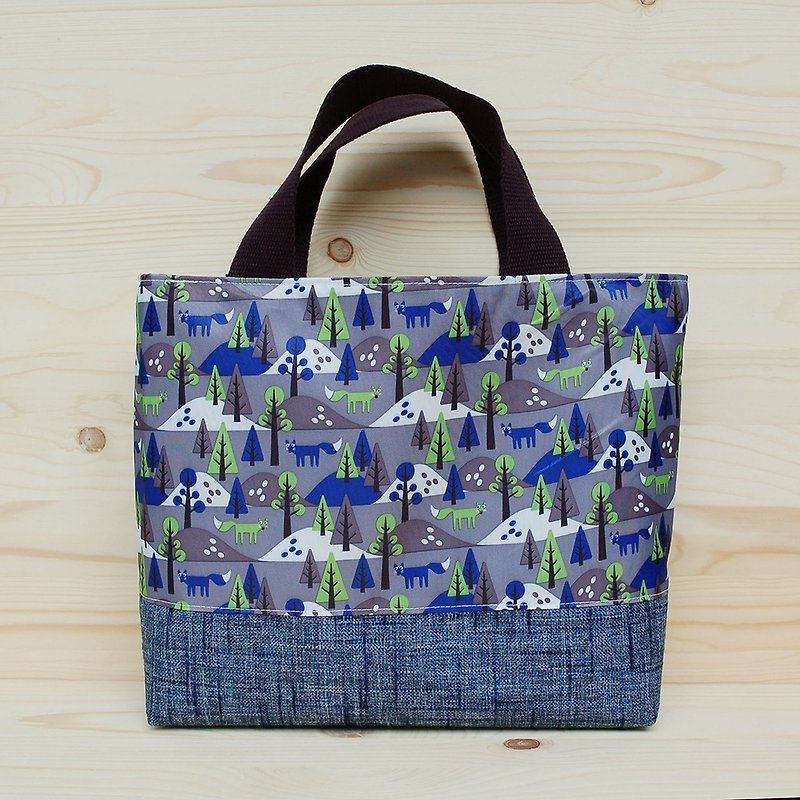 Nylon waterproof tote bag _ forest fox gray - กระเป๋าถือ - ไนลอน สีเทา